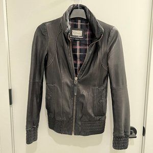 Mackage Leather Jacket Black XXS Aritzia Bomber Hidden Hood
